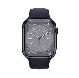 Apple Watch Series 8 Aluminium 45mm Αδιάβροχο με Παλμογράφο (Midnight with Midnight Sport Band)