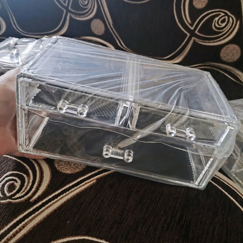 Set of 3 transparent jewelry boxes new with 3 drawers, 3 compartments and box