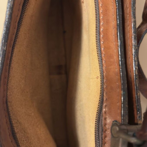 Leather briefcase used, brown, genuine leather