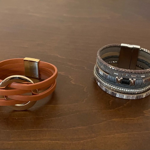 Bracelet set new, brown and grey, 2 pieces