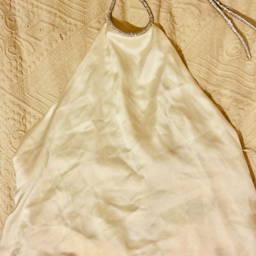 Zara cream satin top like new tie neck size M