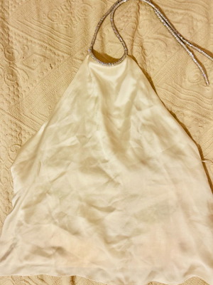 Zara cream satin top like new tie neck size M
