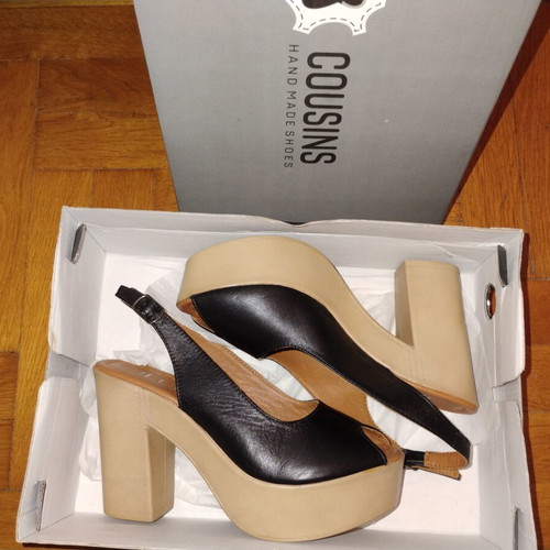 Women's platform sandals new, genuine leather, black