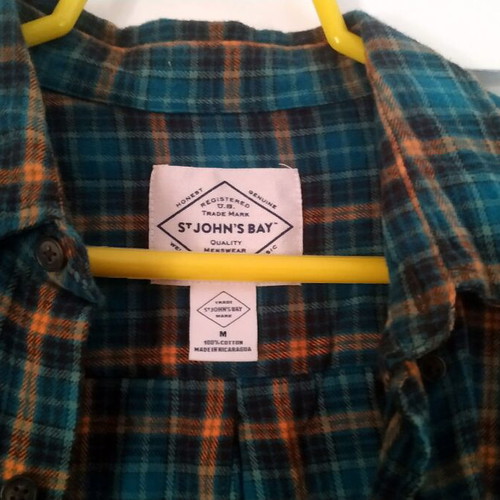 Checked shirt size Medium like new, cotton, green and orange