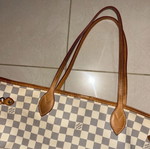 Louis Vuitton Neverfull MM ώμου τσάντα μεταχειρισμένη, καμβάς Damier Azur