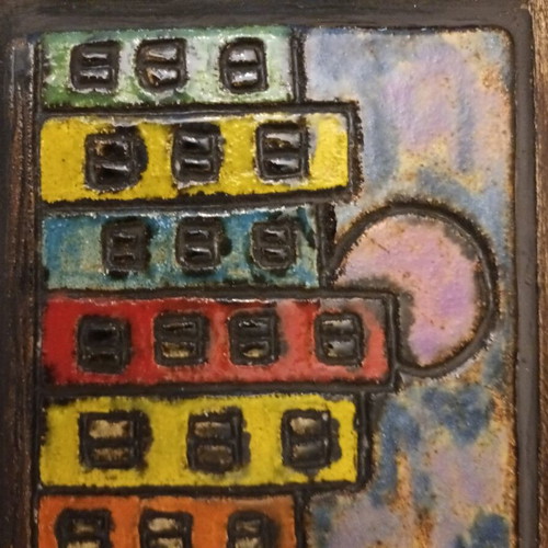 Ceramic painting 34x20 like new with wooden frame