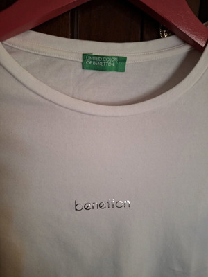 Benetton blouse white elastic cotton like new, XS