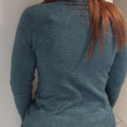 Knitted turtleneck sweater M&V like new, size S/M, petrol green glitter