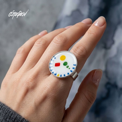 Essenza Cromatica ring new, hand-painted abstract design