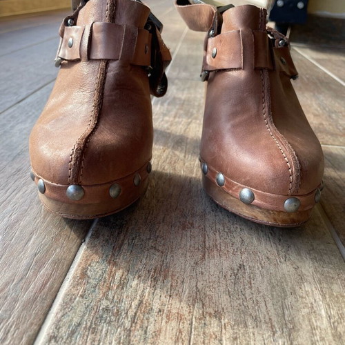 Mule shoes like new, brown, size 38, leather heels