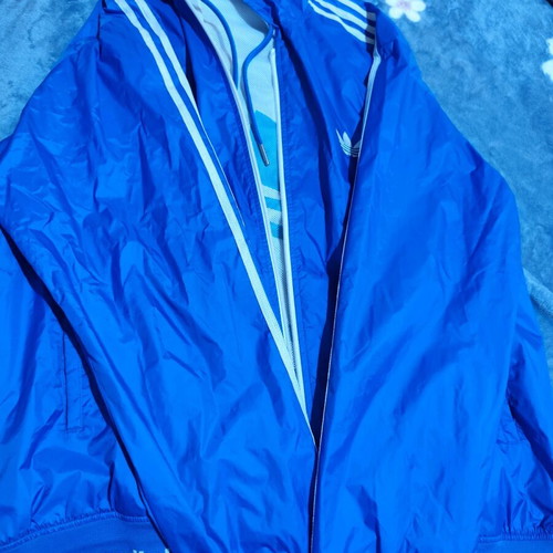 Adidas windbreaker jacket used, blue, men's XL