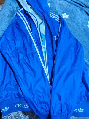 Adidas windbreaker jacket used, blue, men's XL