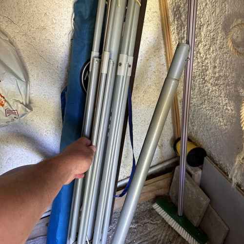 Umbrella frame for outdoor use like new with rotating opening mechanism