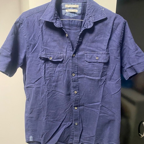 Linen shirt short sleeve size M used, blue