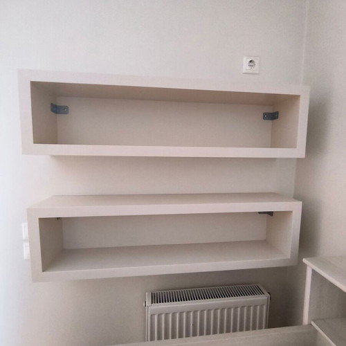 Solid wood beige wall shelves, set of 2