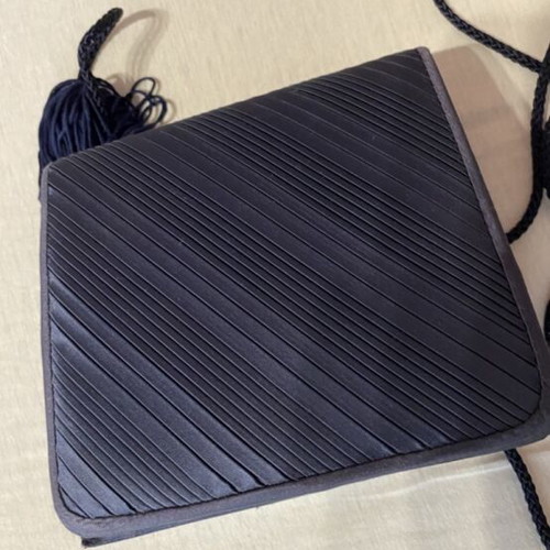 Satin Evening Clutch Bag with Tassel dark blue, like new