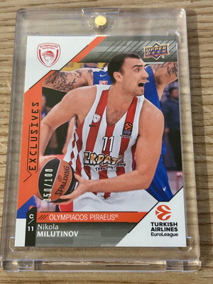 Κάρτα Nikola Milutinov Ολυμπιακός Euroleague Upper Deck 2018 50/100 καινούργια σε ακρυλική θήκη
