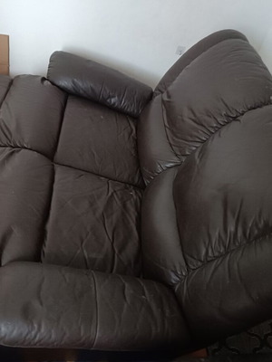 Double leather sofa used, black