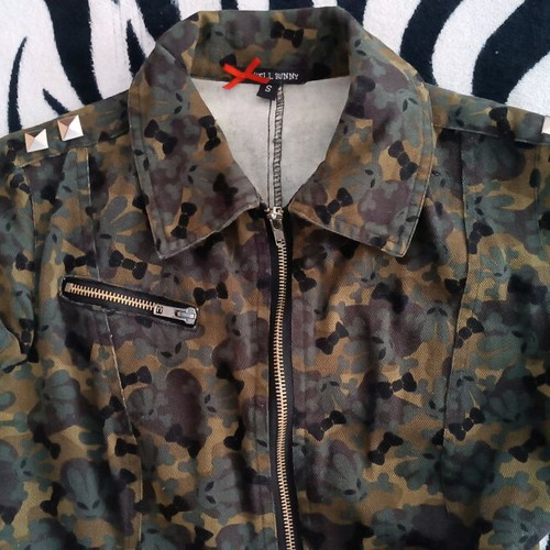 Denim dress with skulls and rabbits camouflage like new
