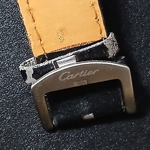 Cartier watch used, black leather strap