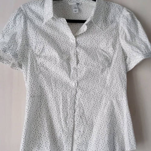 H&M women's short sleeve shirt, 100% cotton, black and white