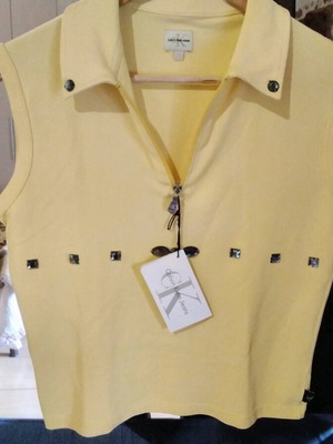 Calvin Klein women's new yellow top with rhinestones and zipper