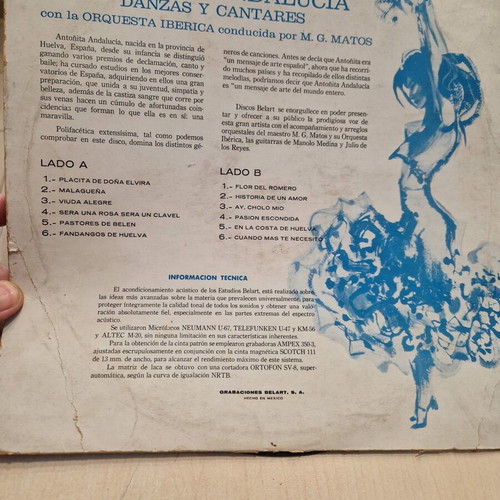 Antoñita Andalucia Danzas y Cantares LP used, flamenco