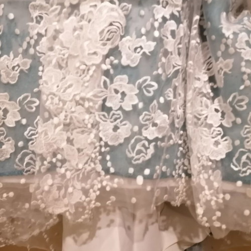 Demetris by Dawood wedding dress used, handmade lace and tulle blue
