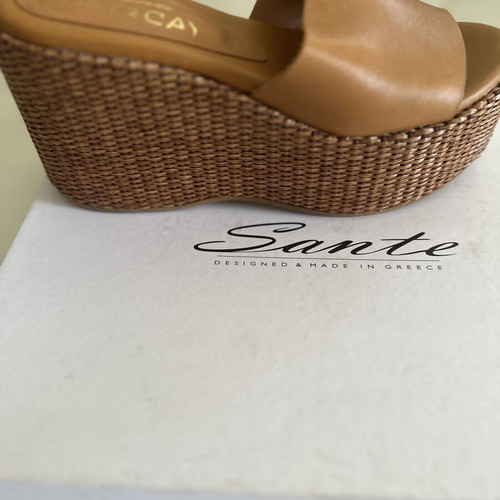 Sante leather platform sandals size 38, brown