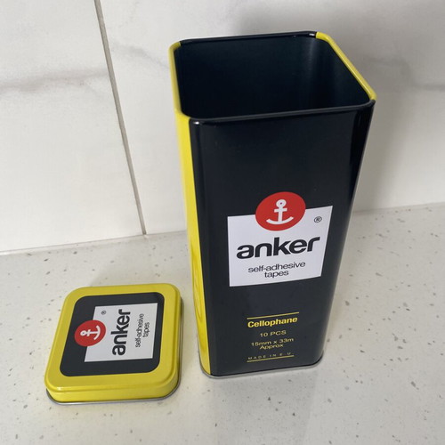 Anker Metal Storage Tin Box yellow and black, like new