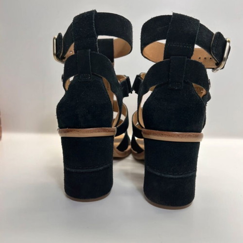 Ugg Macayla Leather Heeled Sandals black suede size EU 38.5 like new