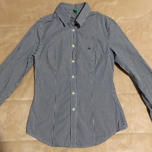 Benetton women's fitted checkered shirt size S like new
