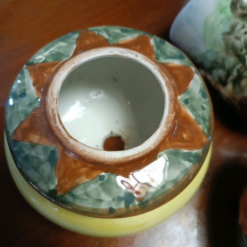 Ceramic lamp parts used, 15 cm diameter, 10 and 5 cm height