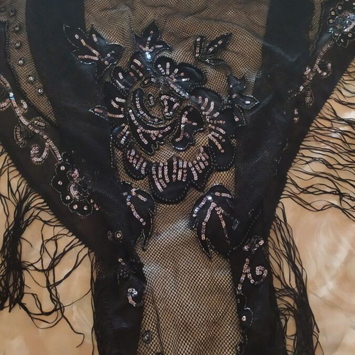 Scarf like new black evening embroidered with beads Toi&Moi
