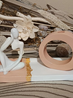 Handmade plaster decorative set with gold leaf accents