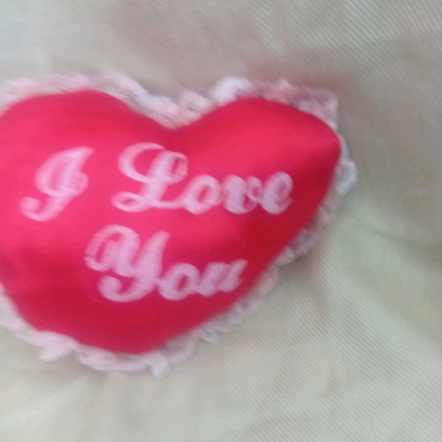 Heart pillow used with I love you embroidery