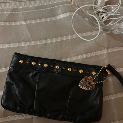 Gucci Hysteria clutch bag, black leather with gold heart