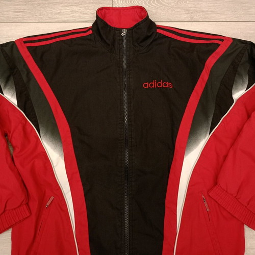 Adidas vintage track jacket used, red and black 90s design
