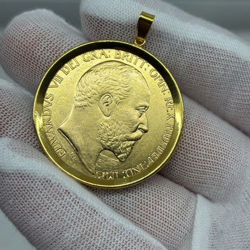 Μενταγιόν 36mm πεντόλιρο Εδουάρδος επιχρυσωμένο σαν καινούργιο