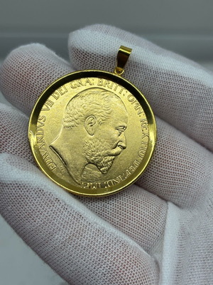 Μενταγιόν 36mm πεντόλιρο Εδουάρδος επιχρυσωμένο σαν καινούργιο