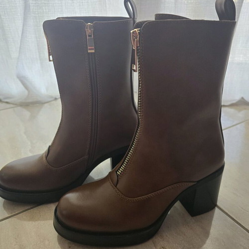 Silia D brown ankle boots new with thick 7 cm heel