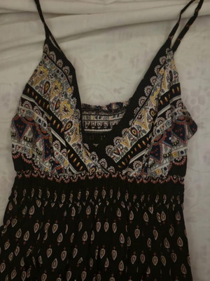 Long viscose dress like new, black multicolor, size M