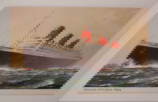  kart postal me "plio QUEEN MARY", egchromo.