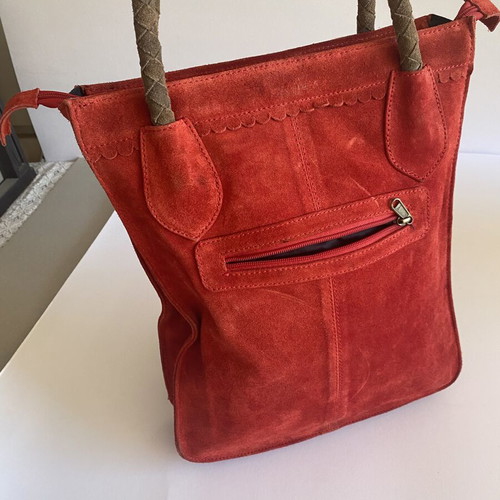 Ada Kamara women's suede handbag like new, red