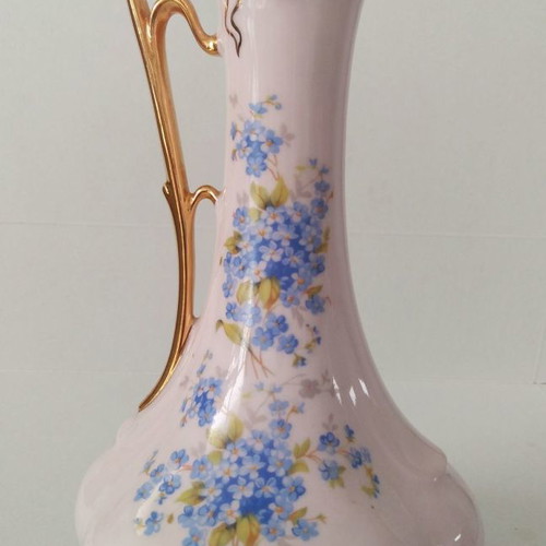 Hand-painted pink pitcher used, Made in Czechoslovakia