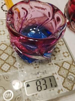 Murano crystal ashtray used, 830g, 10cm diameter