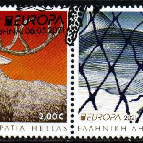 Hellas 2021 Europa CEPT complete stamp set with first day cover