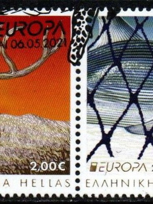 Hellas 2021 Europa CEPT complete stamp set with first day cover