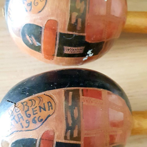 Vintage Colombian maracas 1966 handmade, used