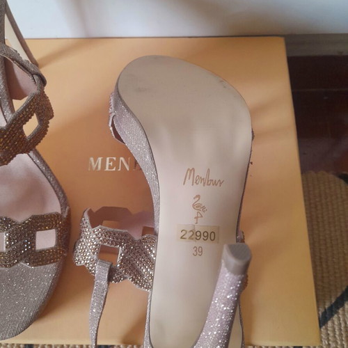 Menbur bridal sandals new, silver and gold, 10-11 cm heel